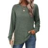 imageSaloogoe Tunic Sweatshirts for Women Crewneck Lightweight Sweaters Raglan Long Sleeve Shirts Fall Fashion Tops 2025All Green