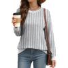 imageSaloogoe Sweatshirt for Women Loose Fit Cute Tops Trendy 2025 Fashion Winter Clothing Business Casual Outfits Striped L
