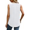 imageSaloogoe Tank Top for Women Loose Fit Eyelet Summer Tops Flowy Sleeveless Blouses Pleated Square Neck Curved Hem Fashion