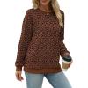 imageSaloogoe Sweatshirts for Women Crewneck Long Sleeve Loose Fit Tops Color Block Ribbed Trim Fashion 2025Gpattern Leopard