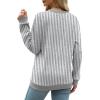 imageSaloogoe Sweatshirts for Women Crewneck Long Sleeve Loose Fit Tops Color Block Ribbed Trim Fashion 2025Gstriped Grey White