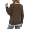 imageSaloogoe Sweatshirts for Women Crewneck Long Sleeve Loose Fit Tops Color Block Ribbed Trim Fashion 2025Russet Dark Brown