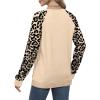 imageSaloogoe Sweatshirts for Women Crewneck Cable Knit Sleeve Sweaters Lightweight Fashion 2025Hleopard Apricot