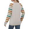 imageSaloogoe Sweatshirts for Women Crewneck Cable Knit Sleeve Sweaters Lightweight Fashion 2025Hpattern Striped