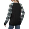 imageSaloogoe Sweatshirts for Women Crewneck Cable Knit Sleeve Sweaters Lightweight Fashion 2025Hplaid Black