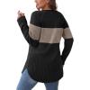 imageSaloogoe Long Sleeve Shirts for Women 2025 Fall Clothes Tunic Tops Loose Fit Dressy Crewneck Pullover Sweaters Curved HemColor Blockblackapricot
