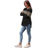 imageSaloogoe Long Sleeve Shirts for Women 2025 Fall Clothes Tunic Tops Loose Fit Dressy Crewneck Pullover Sweaters Curved HemColor Blockblackapricot
