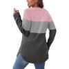imageSaloogoe Long Sleeve Shirts for Women 2025 Fall Clothes Tunic Tops Loose Fit Dressy Crewneck Pullover Sweaters Curved HemColor Blockgreypink