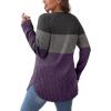 imageSaloogoe Long Sleeve Shirts for Women 2025 Fall Clothes Tunic Tops Loose Fit Dressy Crewneck Pullover Sweaters Curved HemColor Blockgreypurple