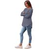 imageSaloogoe Long Sleeve Shirts for Women 2025 Fall Clothes Tunic Tops Loose Fit Dressy Crewneck Pullover Sweaters Curved HemGrey Blue