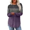 imageSaloogoe Long Sleeve Shirts for Women 2025 Fall Clothes Tunic Tops Loose Fit Dressy Crewneck Pullover Sweaters Curved HemColor Blockgreypurple