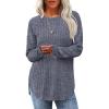 imageSaloogoe Long Sleeve Shirts for Women 2025 Fall Clothes Tunic Tops Loose Fit Dressy Crewneck Pullover Sweaters Curved HemGrey Blue