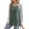 imageSaloogoe Sweatshirt for Women Crewneck Pleated Long Sleeve Shirts Tunic Tops Fashion Winter Clothing 2025Raglan Grey Green