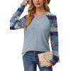 imageSaloogoe Tunic Sweatshirts for Women Crewneck Lightweight Sweaters Raglan Long Sleeve Shirts Fall Fashion Tops 2025Blue Stripes