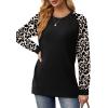 imageSaloogoe Tunic Sweatshirts for Women Crewneck Lightweight Sweaters Raglan Long Sleeve Shirts Fall Fashion Tops 2025Leopard Print