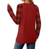imageSaloogoe Tunic Sweatshirts for Women Crewneck Lightweight Sweaters Raglan Long Sleeve Shirts Fall Fashion Tops 2025Red Plaid