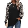 imageSaloogoe Tunic Sweatshirts for Women Crewneck Lightweight Sweaters Raglan Long Sleeve Shirts Fall Fashion Tops 2025Leopard Print