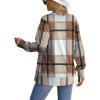 imageSaloogoe Sweatshirt for women Side Split Fall Fashion 2025 Long Sleeve Shirts Trending NowPlaid Caramel