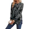 imageSaloogoe Sweatshirt for women Side Split Fall Fashion 2025 Long Sleeve Shirts Trending NowPrint Black