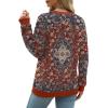 imageSaloogoe Sweatshirts for Women Crewneck Long Sleeve Loose Fit Tops Color Block Ribbed Trim Fashion 2025Gpattern Boho Red