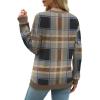 imageSaloogoe Sweatshirts for Women Crewneck Long Sleeve Loose Fit Tops Color Block Ribbed Trim Fashion 2025Gplaid Brown