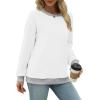 imageSaloogoe Sweatshirts for Women Crewneck Long Sleeve Loose Fit Tops Color Block Ribbed Trim Fashion 2025Gwhite