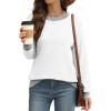 imageSaloogoe Sweatshirts for Women Crewneck Long Sleeve Loose Fit Tops Color Block Ribbed Trim Fashion 2025Gwhite