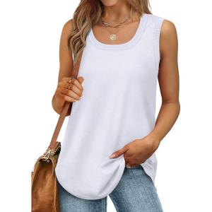 image:imageSaloogoe Womens Tank Tops Loose Fit Flowy Sleeveless Shirts Summer Work Blouses White L